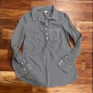 GAP Maternity Navy Gingham Popover Shirt